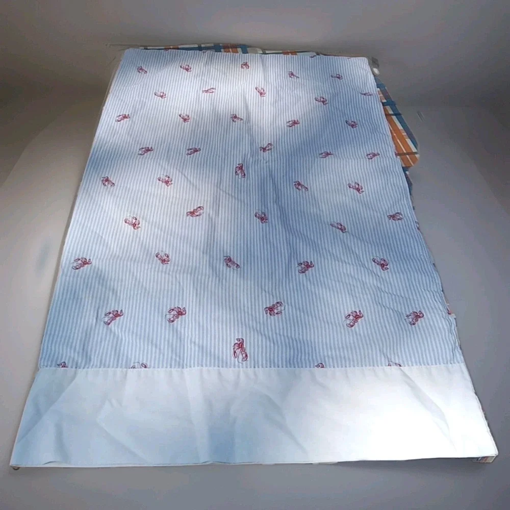 Westpoint‎ Striped Blue Red Lobster Pillow Case Queen Nautical Coastal Nantucket